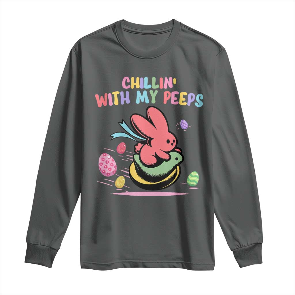 Easter Day Long Sleeve Shirt Chillin With My Peeps Bunnies - Wonder Print Shop