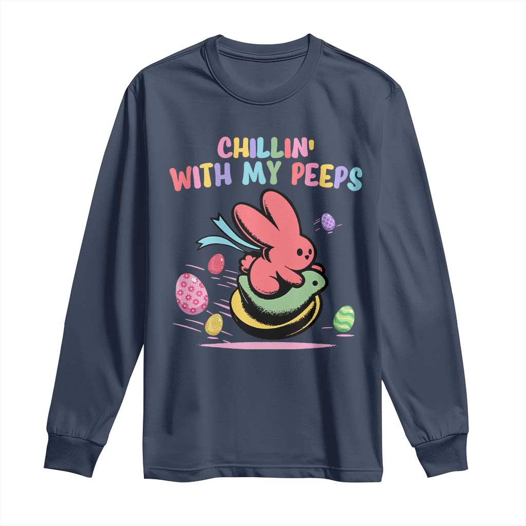 Easter Day Long Sleeve Shirt Chillin With My Peeps Bunnies - Wonder Print Shop