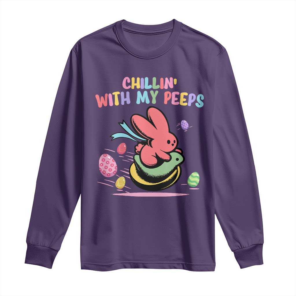 Easter Day Long Sleeve Shirt Chillin With My Peeps Bunnies - Wonder Print Shop