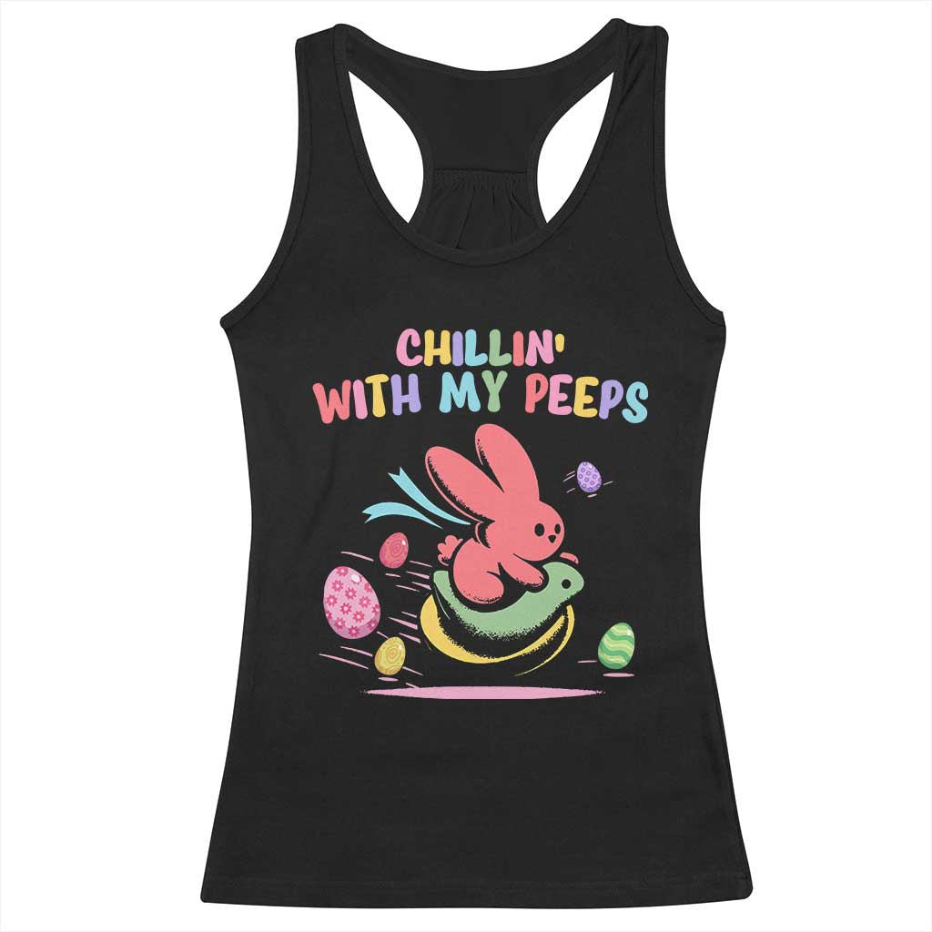 Easter Day Racerback Tank Top Chillin With My Peeps Bunnies - Wonder Print Shop