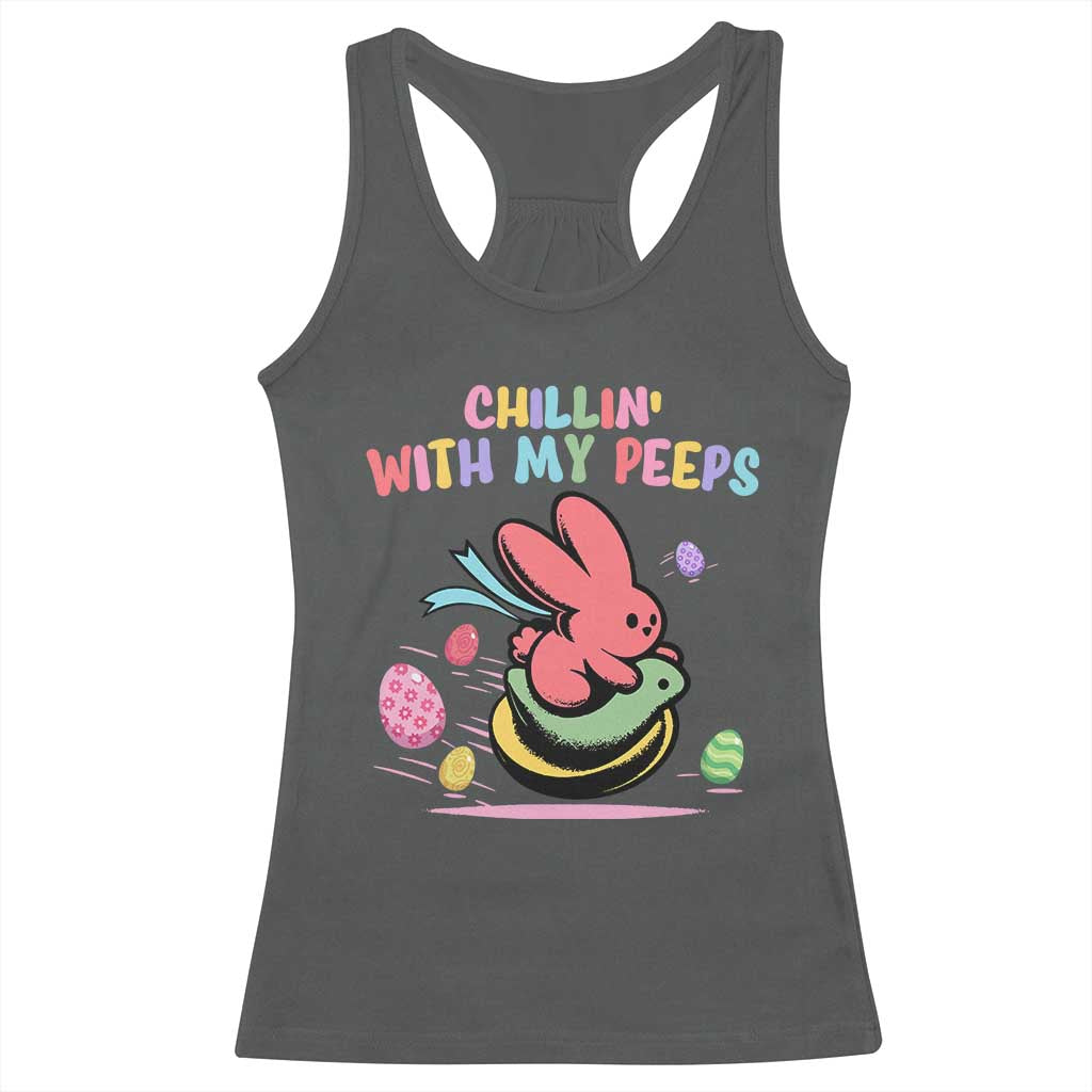 Easter Day Racerback Tank Top Chillin With My Peeps Bunnies - Wonder Print Shop