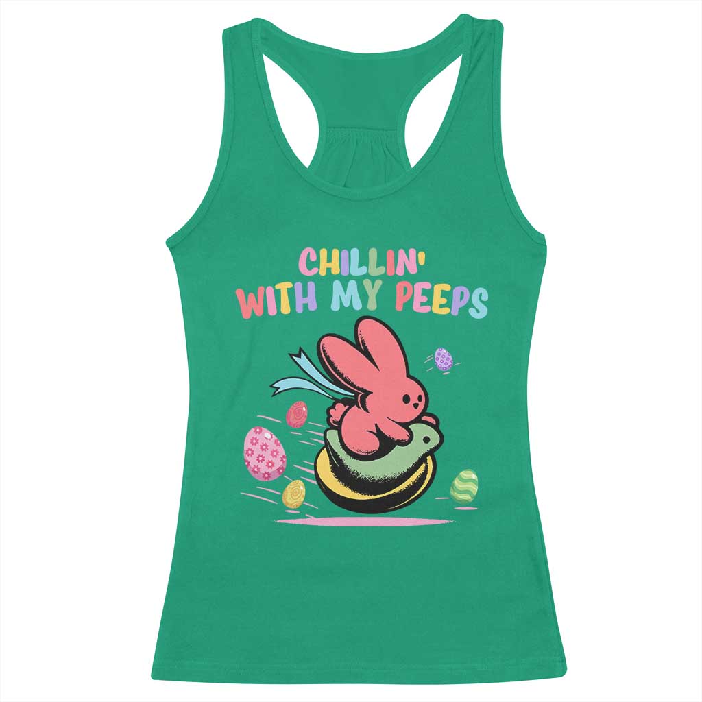 Easter Day Racerback Tank Top Chillin With My Peeps Bunnies - Wonder Print Shop