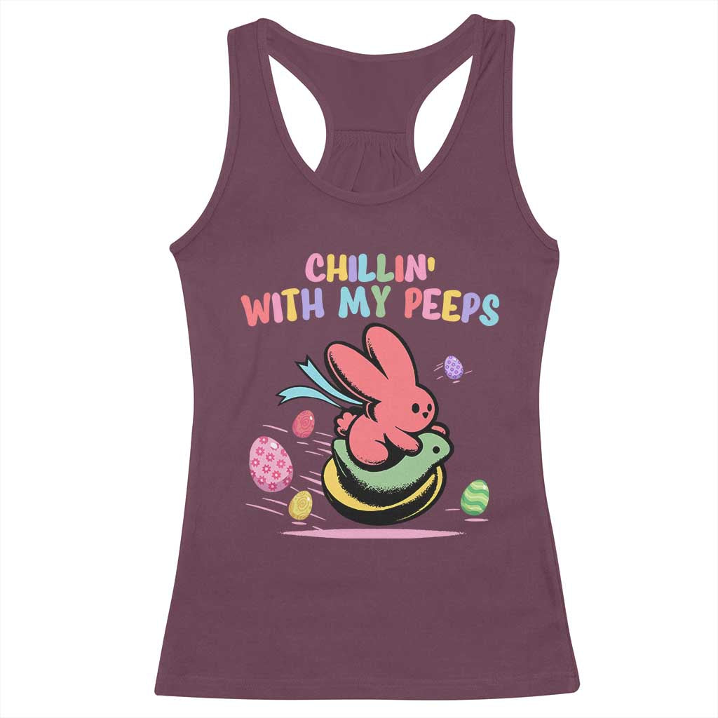 Easter Day Racerback Tank Top Chillin With My Peeps Bunnies - Wonder Print Shop