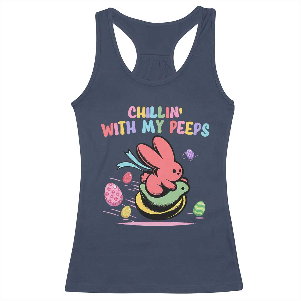Easter Day Racerback Tank Top Chillin With My Peeps Bunnies - Wonder Print Shop