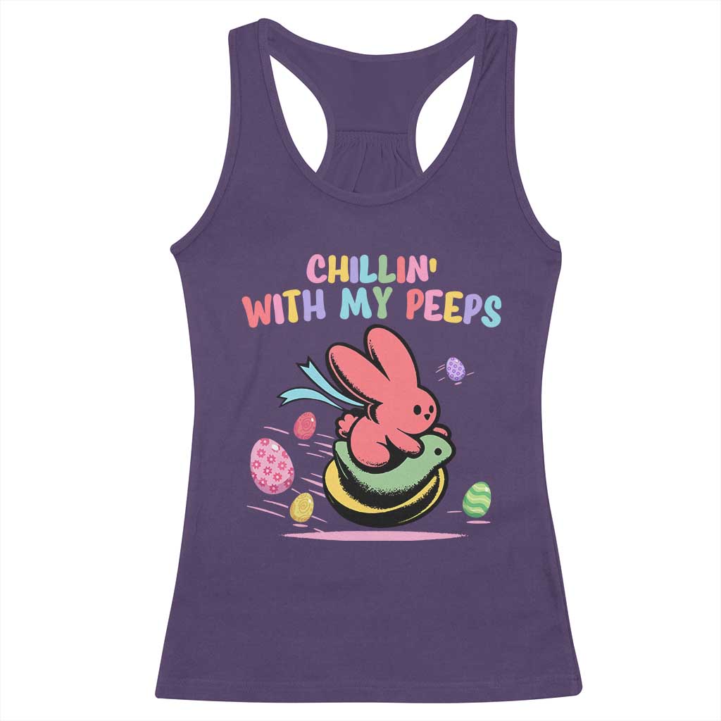 Easter Day Racerback Tank Top Chillin With My Peeps Bunnies - Wonder Print Shop