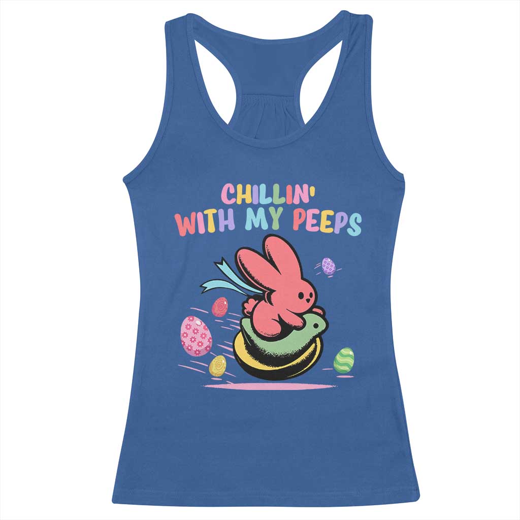 Easter Day Racerback Tank Top Chillin With My Peeps Bunnies - Wonder Print Shop