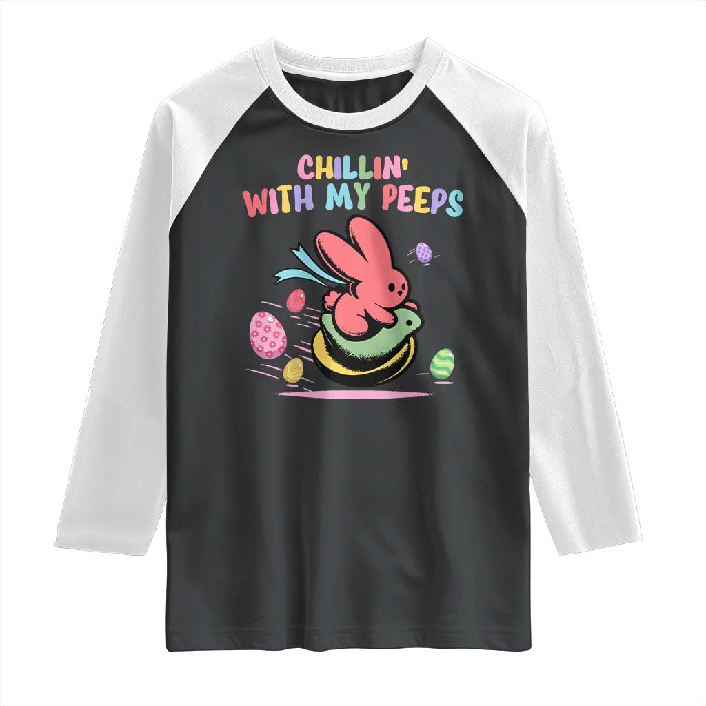Easter Day Raglan Shirt Chillin With My Peeps Bunnies - Wonder Print Shop