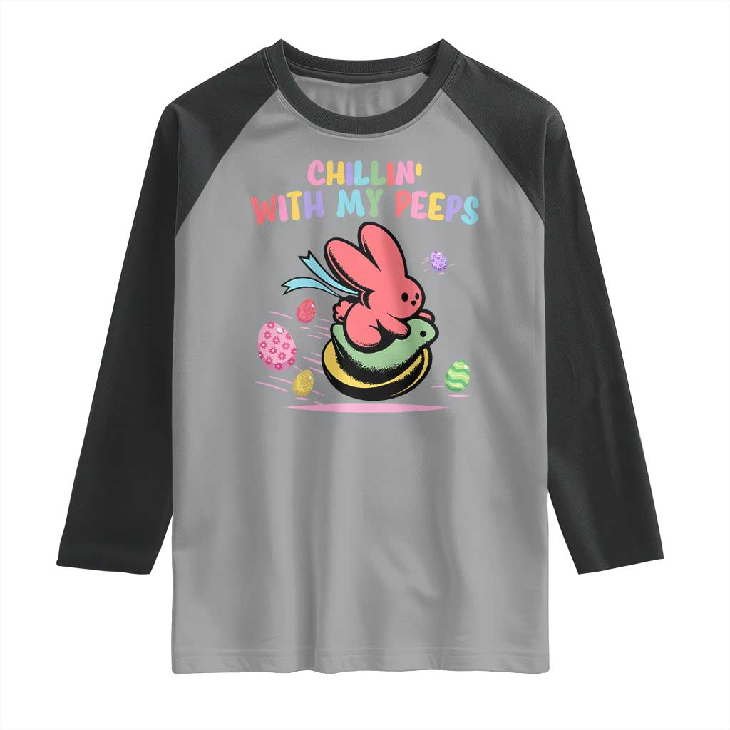 Easter Day Raglan Shirt Chillin With My Peeps Bunnies - Wonder Print Shop