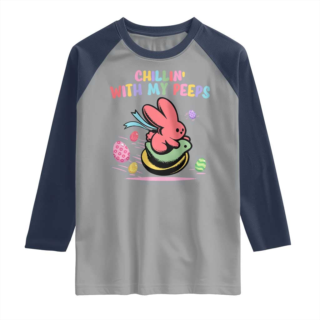 Easter Day Raglan Shirt Chillin With My Peeps Bunnies - Wonder Print Shop