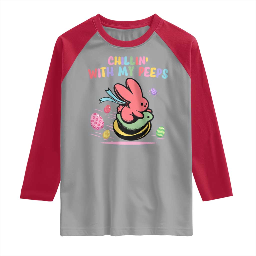 Easter Day Raglan Shirt Chillin With My Peeps Bunnies - Wonder Print Shop