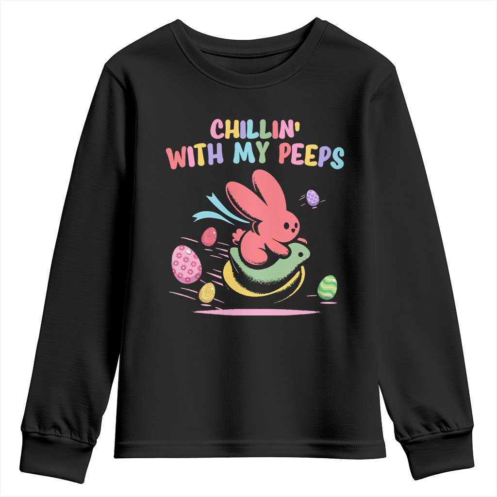 Easter Day Youth Sweatshirt Chillin With My Peeps Bunnies - Wonder Print Shop