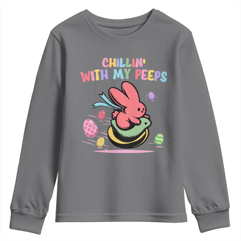 Easter Day Youth Sweatshirt Chillin With My Peeps Bunnies - Wonder Print Shop
