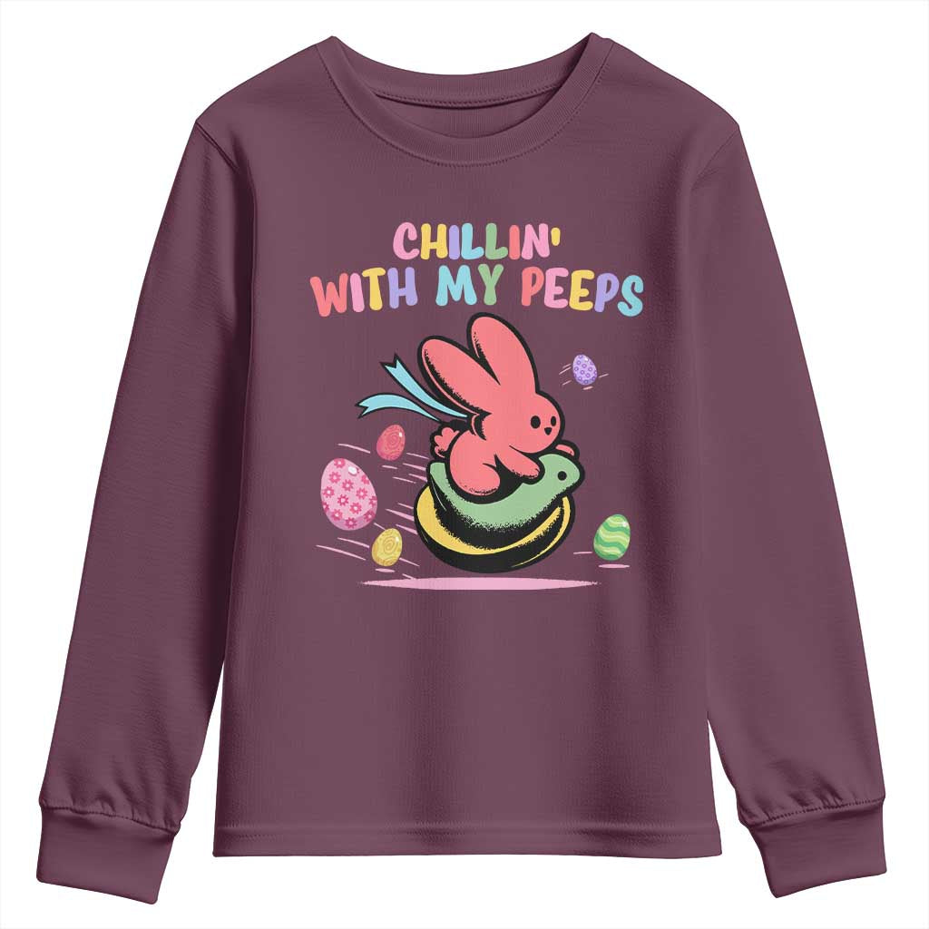 Easter Day Youth Sweatshirt Chillin With My Peeps Bunnies - Wonder Print Shop