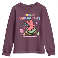 Easter Day Youth Sweatshirt Chillin With My Peeps Bunnies - Wonder Print Shop