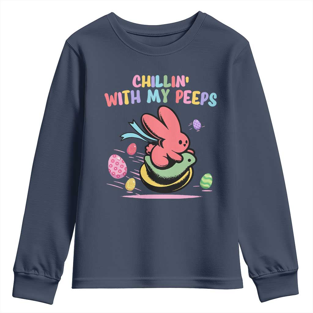 Easter Day Youth Sweatshirt Chillin With My Peeps Bunnies - Wonder Print Shop