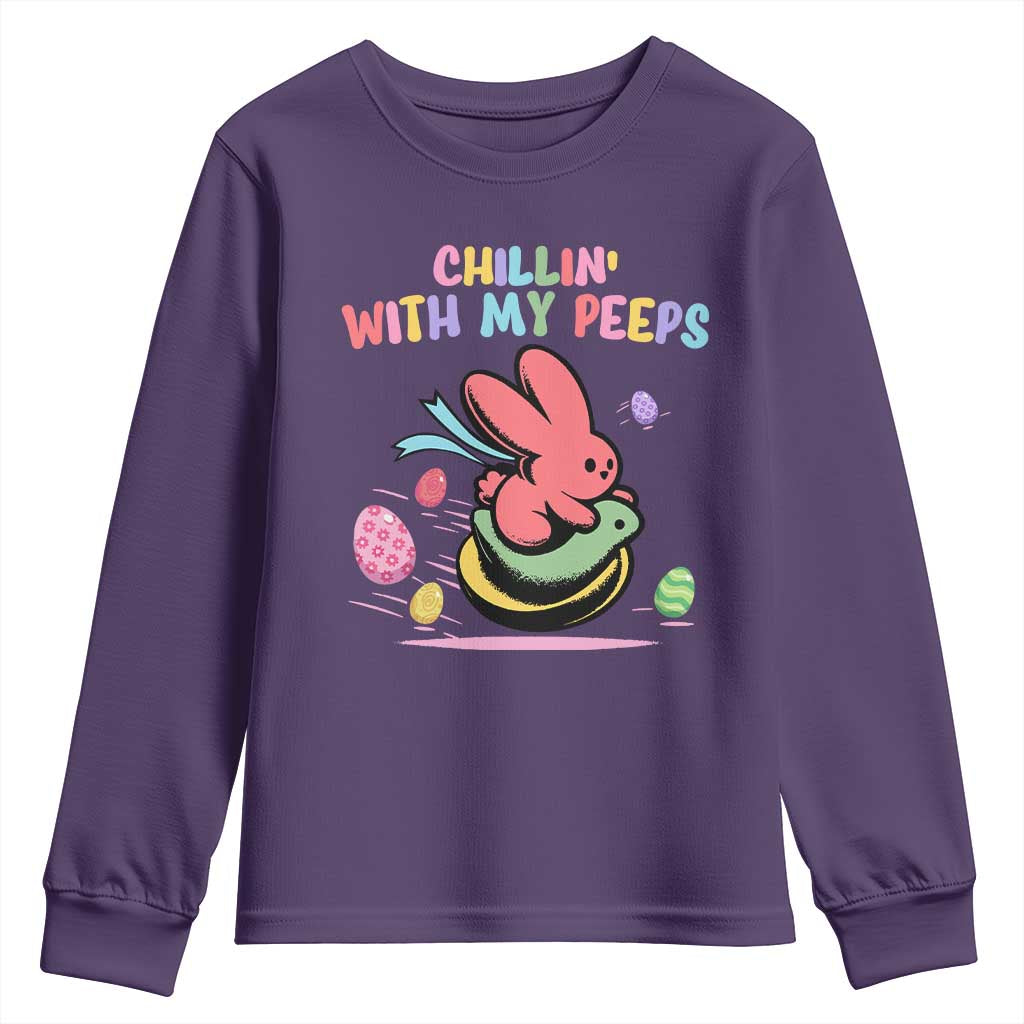 Easter Day Youth Sweatshirt Chillin With My Peeps Bunnies - Wonder Print Shop