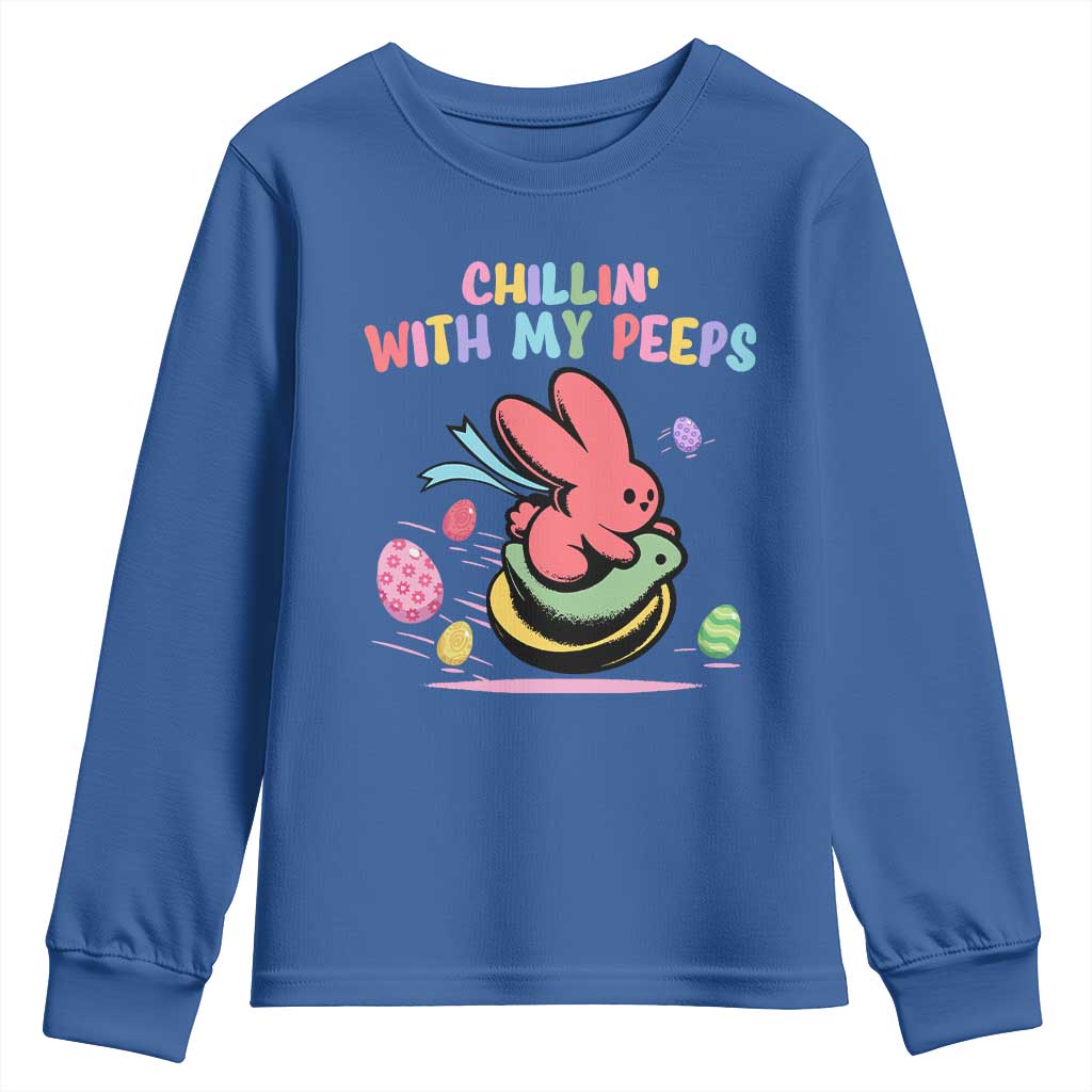 Easter Day Youth Sweatshirt Chillin With My Peeps Bunnies - Wonder Print Shop