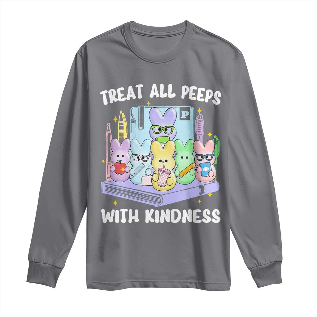 Teachers Easter Long Sleeve Shirt Treat All Peeps With Kindness - Wonder Print Shop