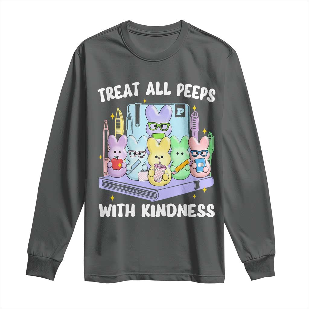Teachers Easter Long Sleeve Shirt Treat All Peeps With Kindness - Wonder Print Shop