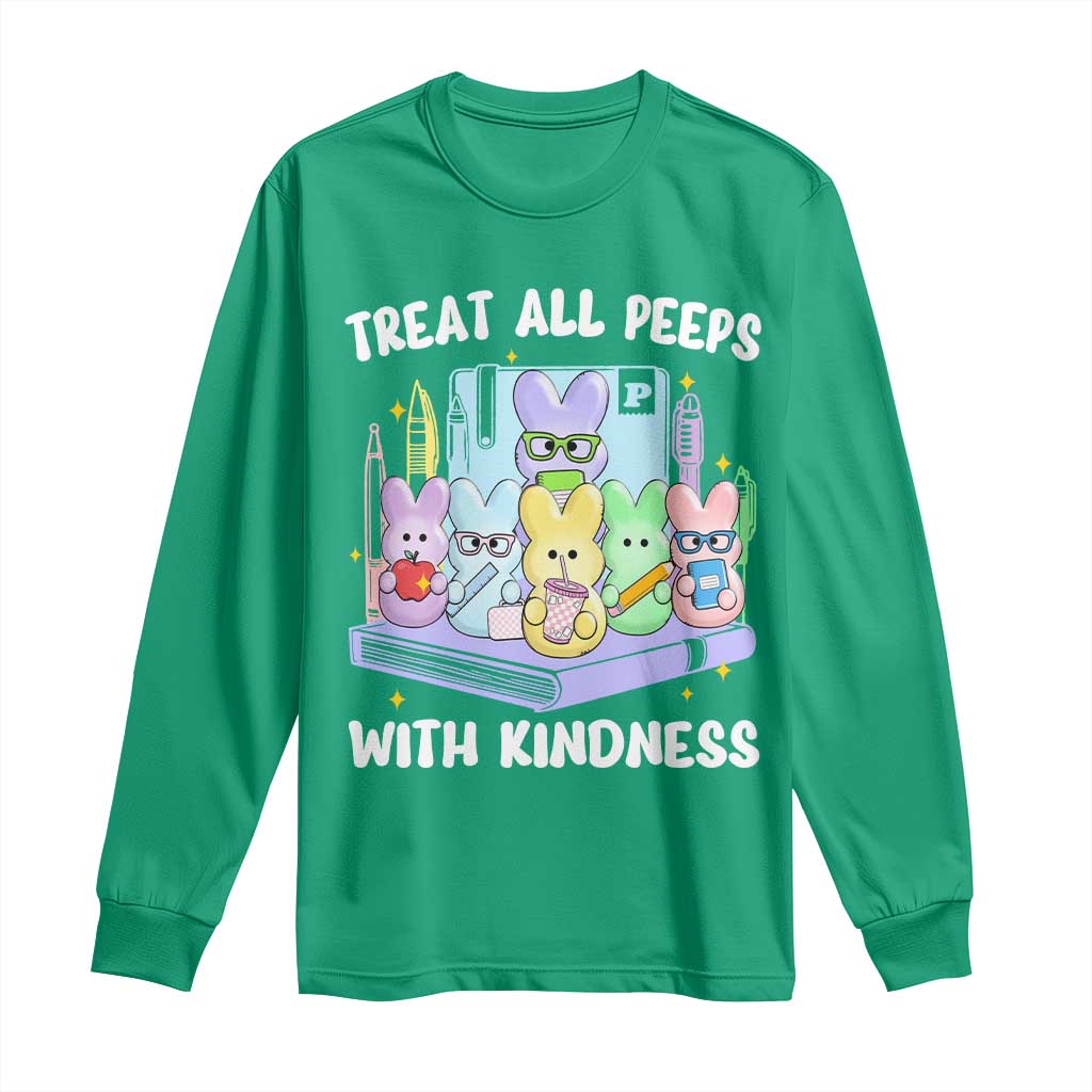 Teachers Easter Long Sleeve Shirt Treat All Peeps With Kindness - Wonder Print Shop