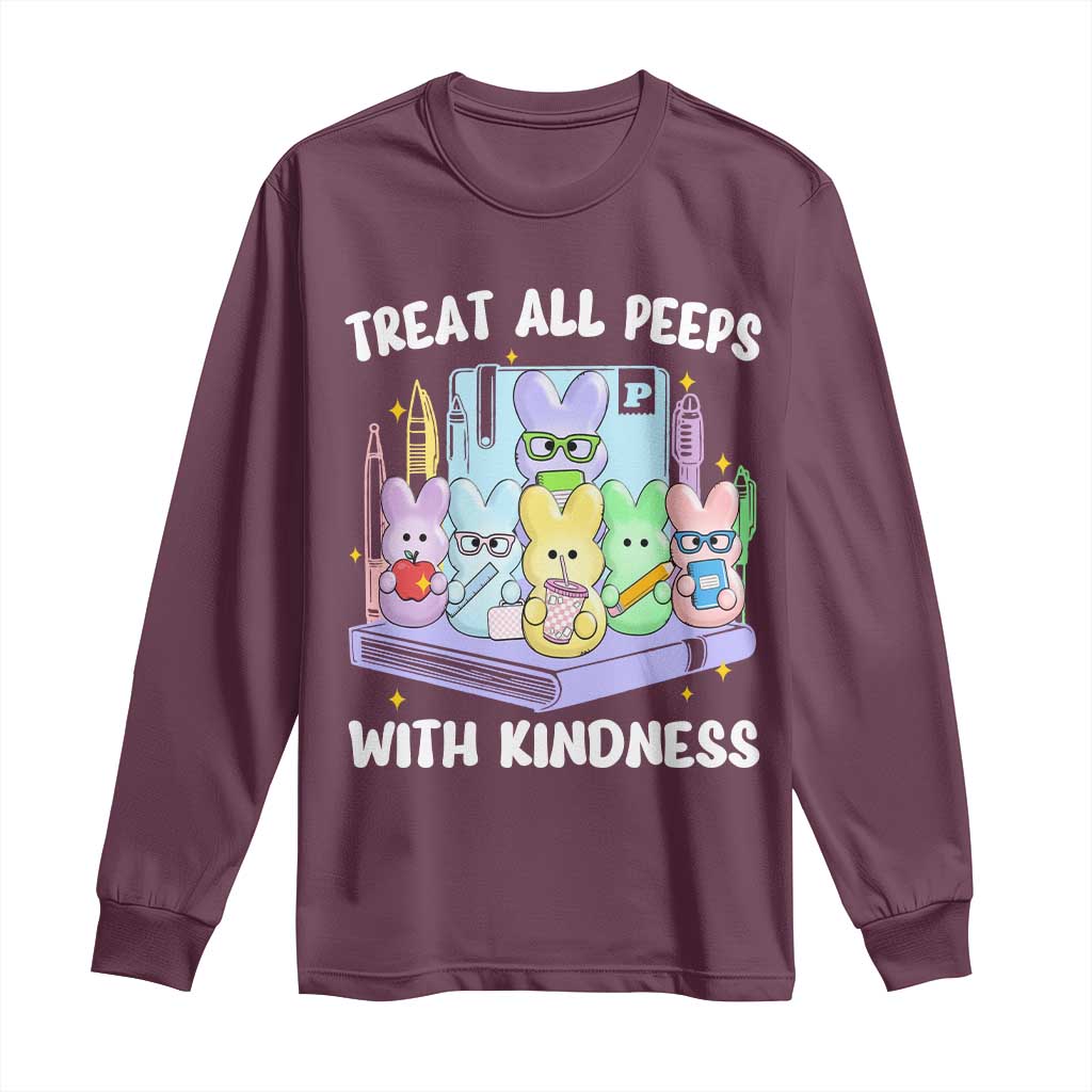 Teachers Easter Long Sleeve Shirt Treat All Peeps With Kindness - Wonder Print Shop