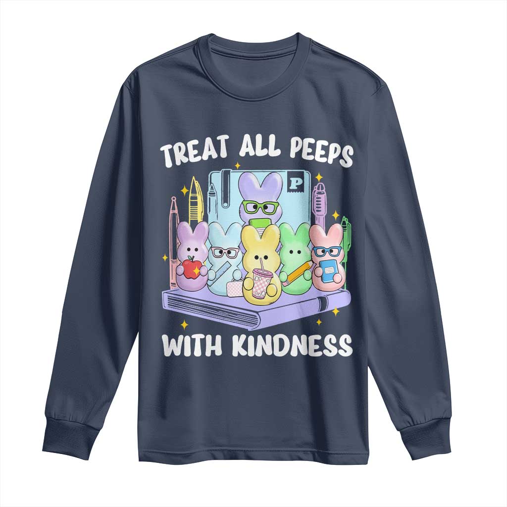 Teachers Easter Long Sleeve Shirt Treat All Peeps With Kindness - Wonder Print Shop