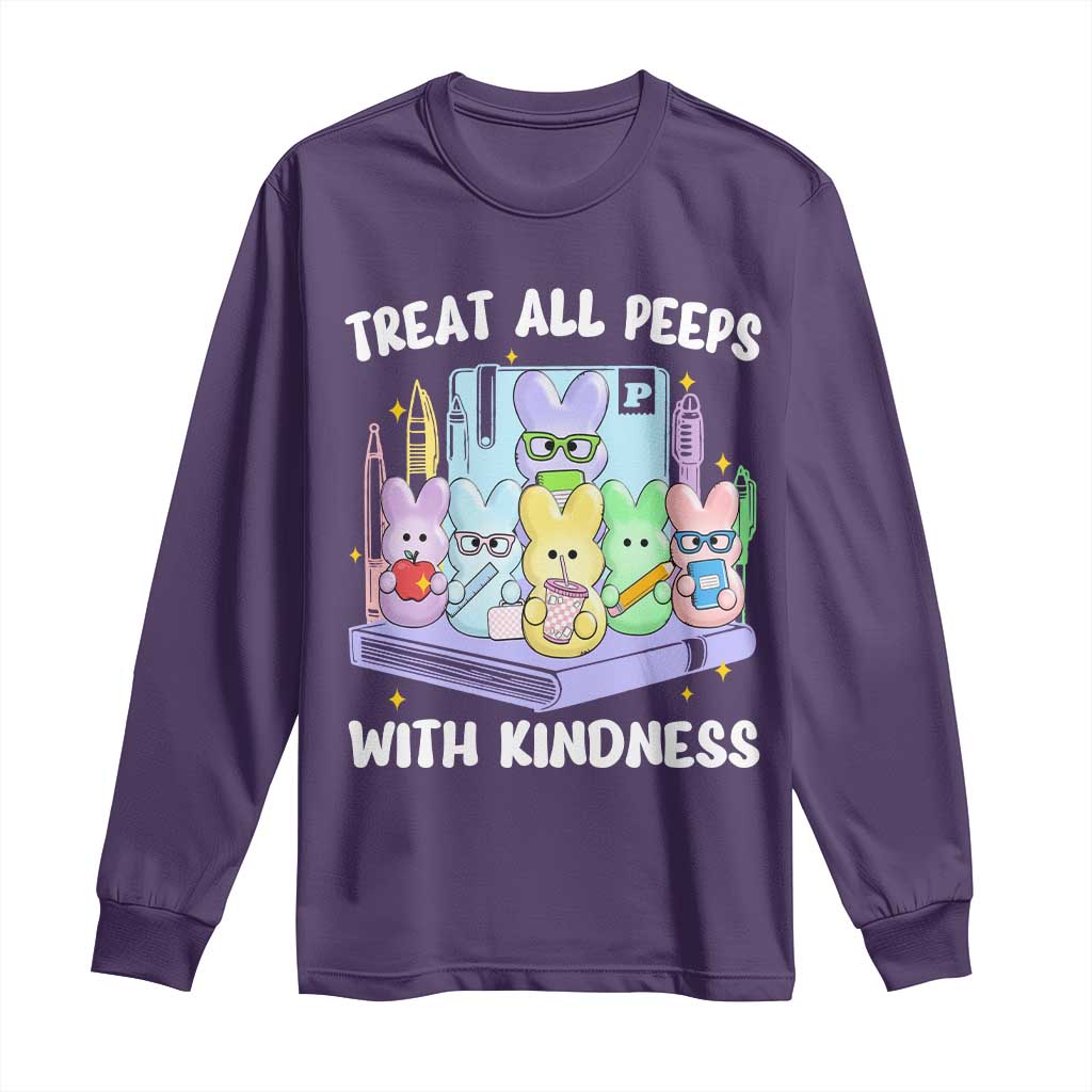 Teachers Easter Long Sleeve Shirt Treat All Peeps With Kindness - Wonder Print Shop