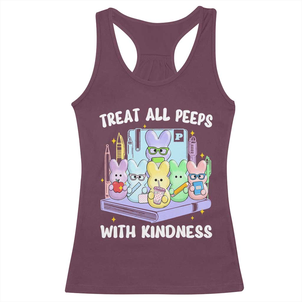 Teachers Easter Racerback Tank Top Treat All Peeps With Kindness - Wonder Print Shop