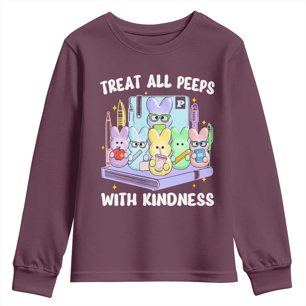 Teachers Easter Youth Sweatshirt Treat All Peeps With Kindness - Wonder Print Shop