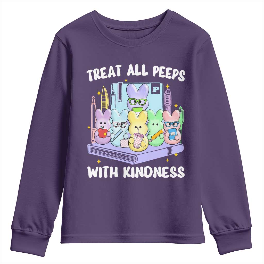 Teachers Easter Youth Sweatshirt Treat All Peeps With Kindness - Wonder Print Shop
