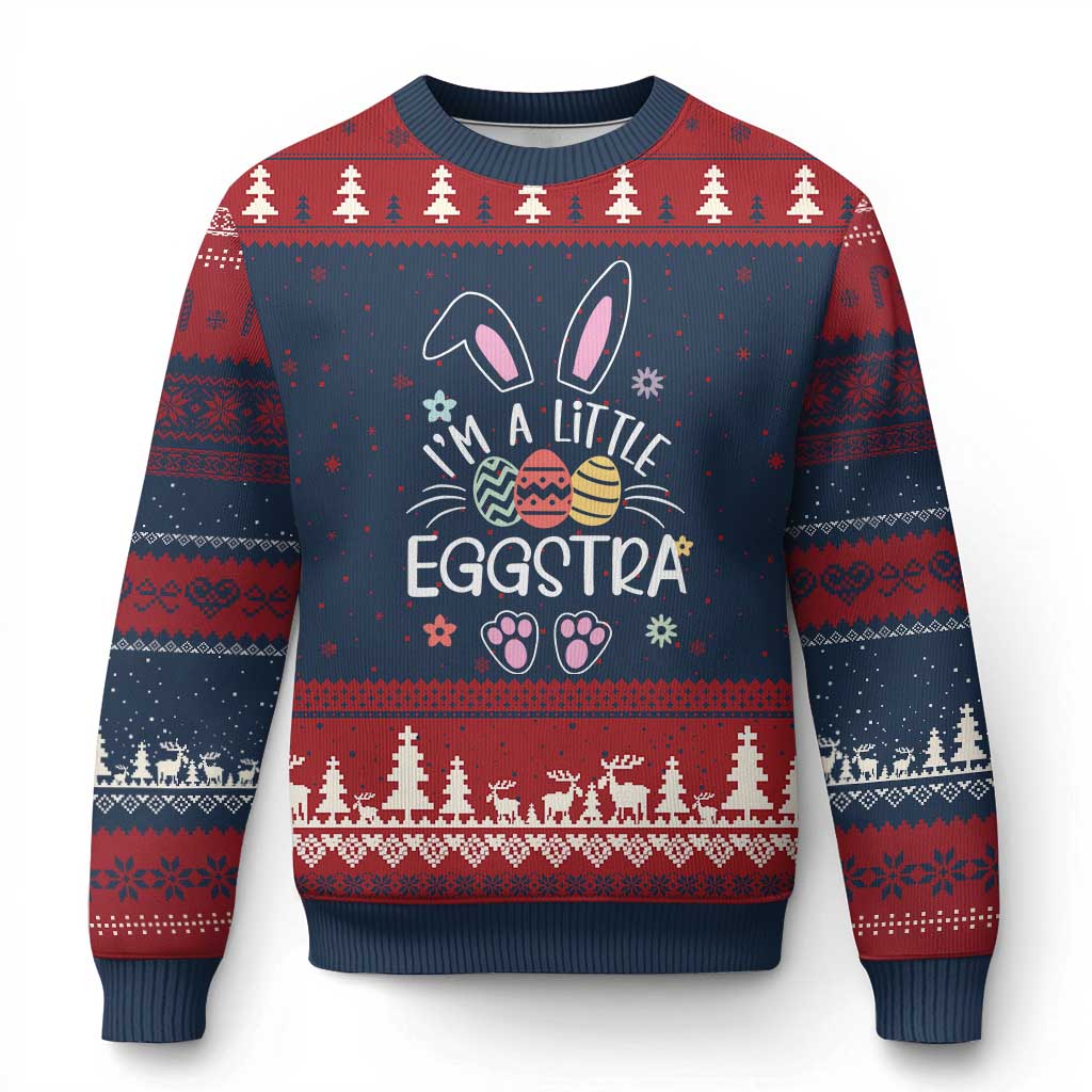 Funny Easter Ugly Christmas Sweater Im A Little Eggstra Bunny Cute Kids Toddler - Wonder Print Shop