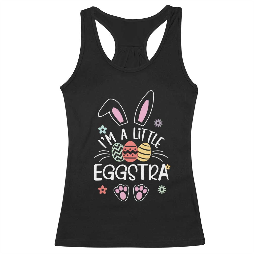 Funny Easter Racerback Tank Top Im A Little Eggstra Bunny Cute Kids Toddler - Wonder Print Shop