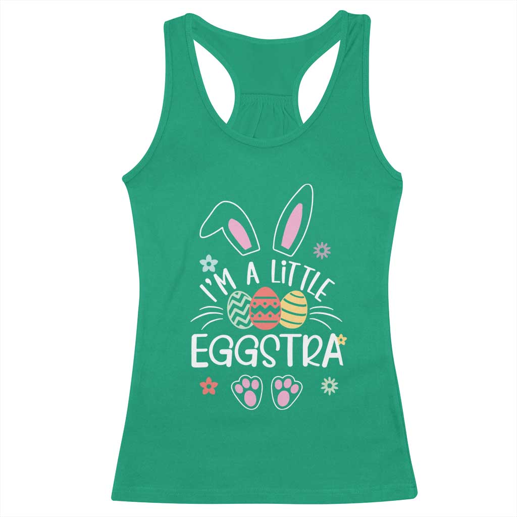 Funny Easter Racerback Tank Top Im A Little Eggstra Bunny Cute Kids Toddler - Wonder Print Shop
