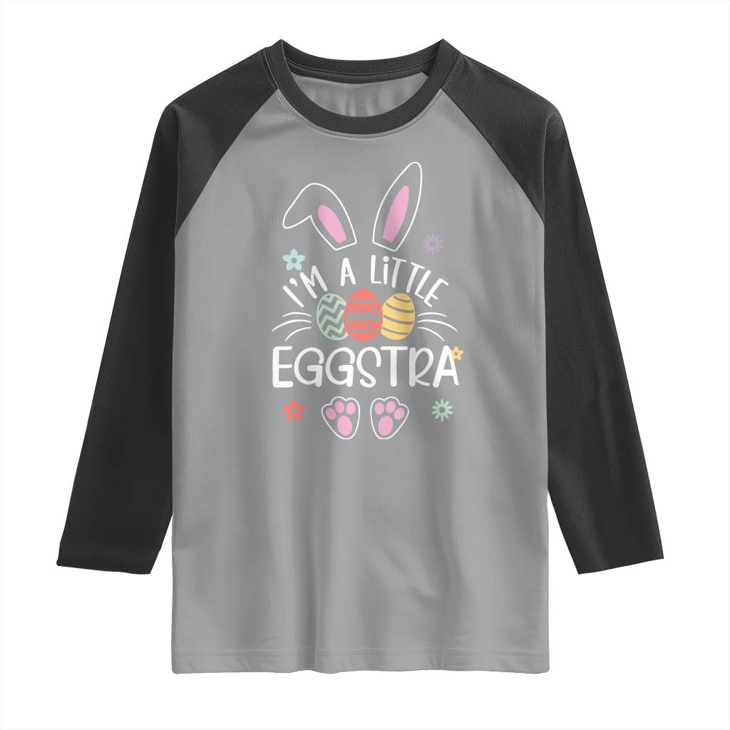 Funny Easter Raglan Shirt Im A Little Eggstra Bunny Cute Kids Toddler - Wonder Print Shop