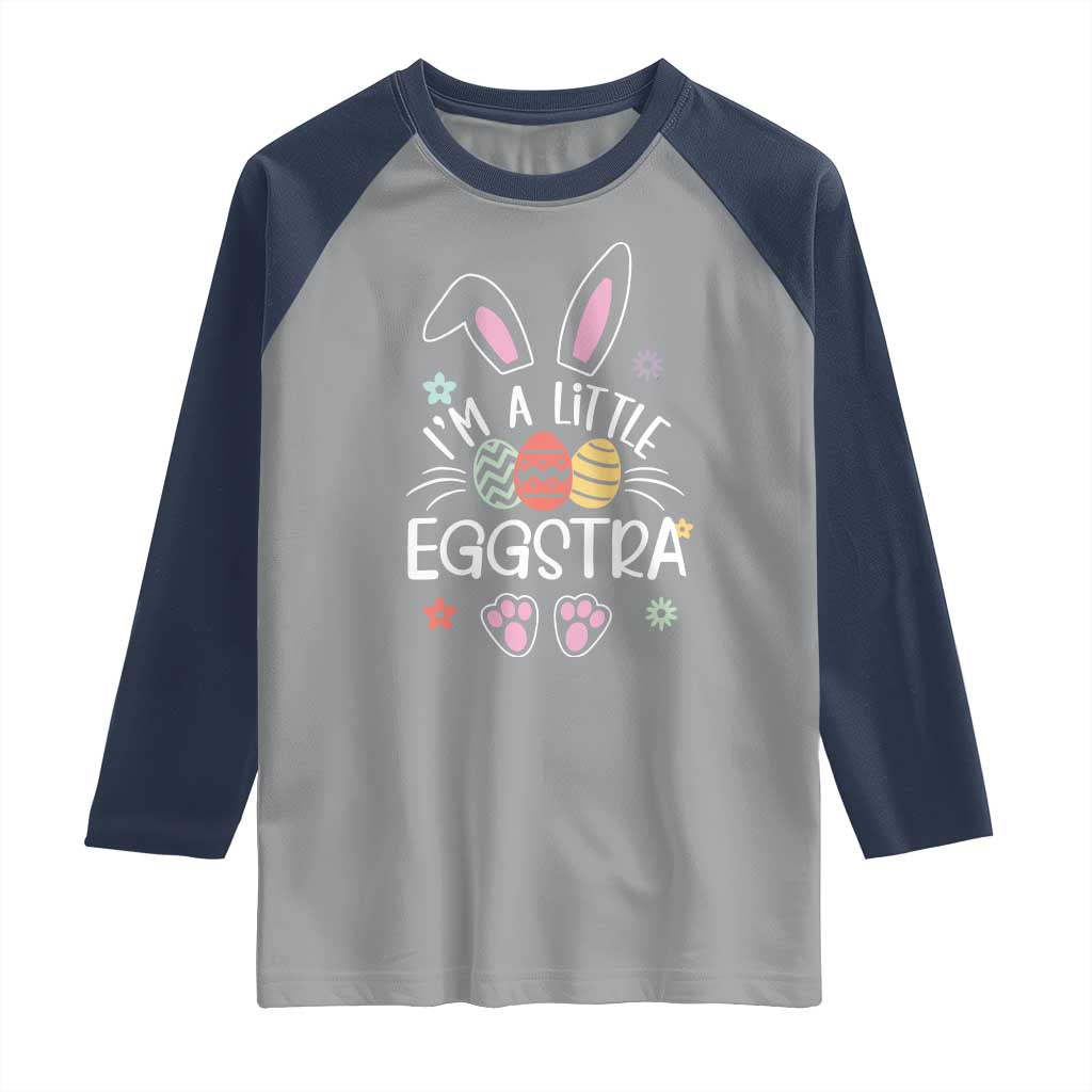 Funny Easter Raglan Shirt Im A Little Eggstra Bunny Cute Kids Toddler - Wonder Print Shop
