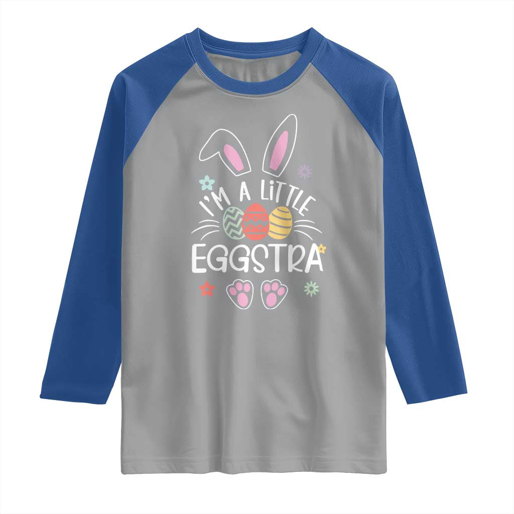 Funny Easter Raglan Shirt Im A Little Eggstra Bunny Cute Kids Toddler - Wonder Print Shop
