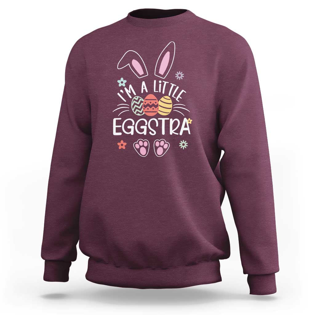 Funny Easter Sweatshirt Im A Little Eggstra Bunny Cute Kids Toddler - Wonder Print Shop