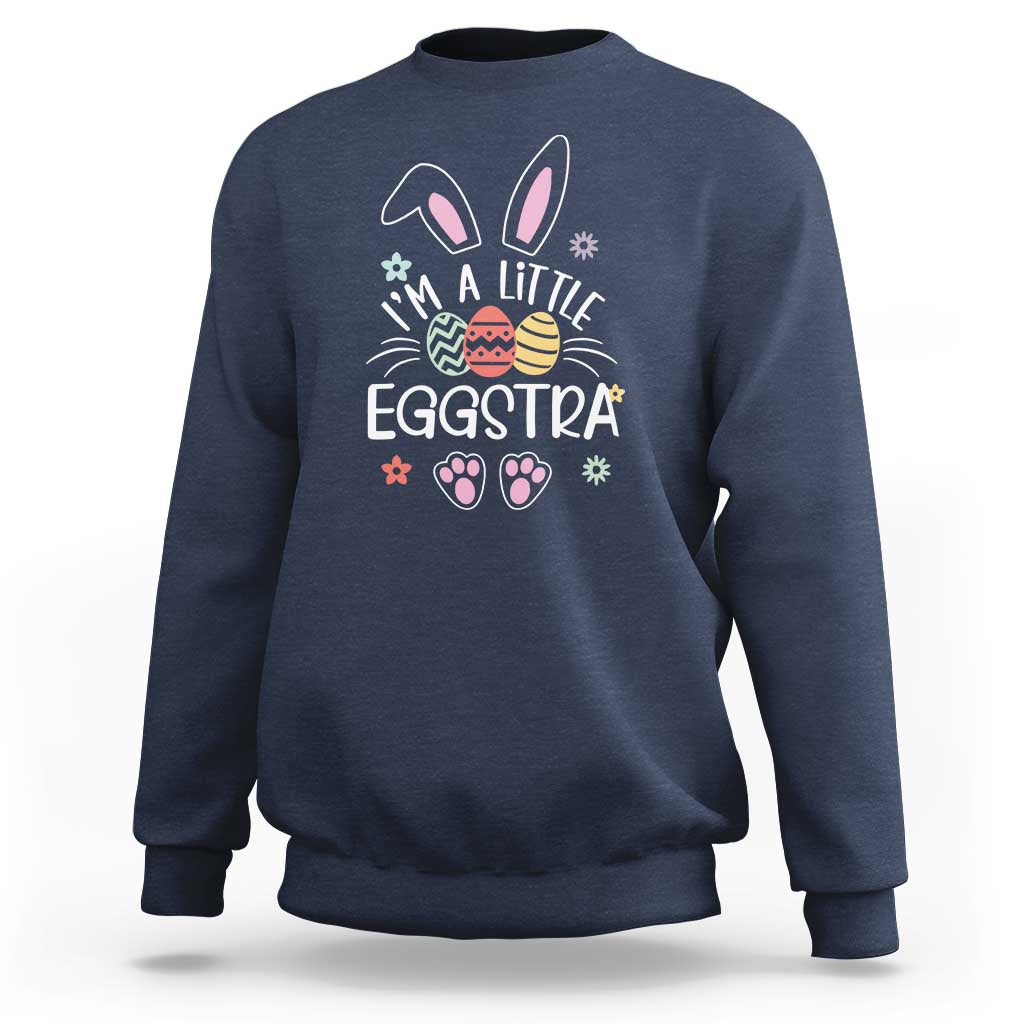 Funny Easter Sweatshirt Im A Little Eggstra Bunny Cute Kids Toddler - Wonder Print Shop