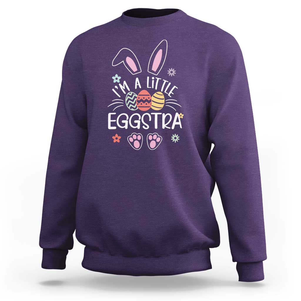 Funny Easter Sweatshirt Im A Little Eggstra Bunny Cute Kids Toddler - Wonder Print Shop