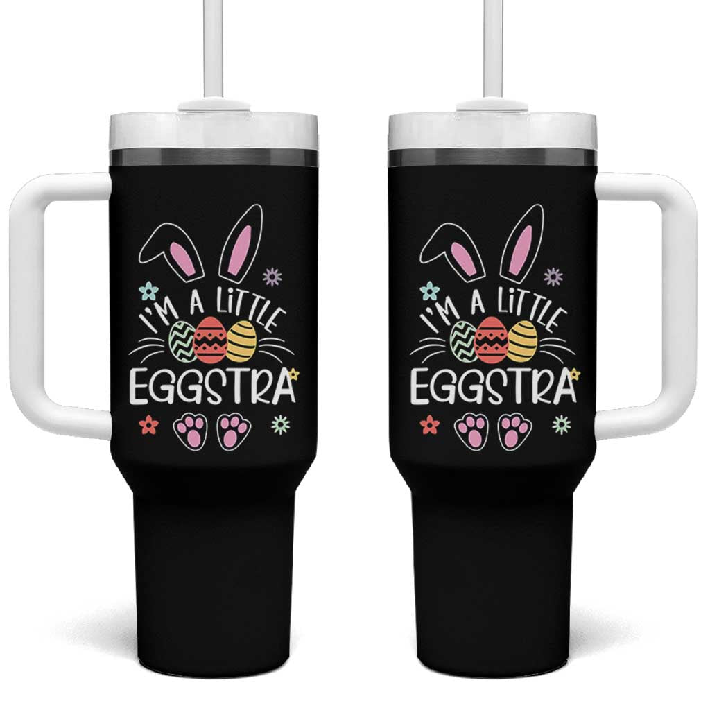 Funny Easter Tumbler With Handle Im A Little Eggstra Bunny Cute Kids Toddler - Wonder Print Shop