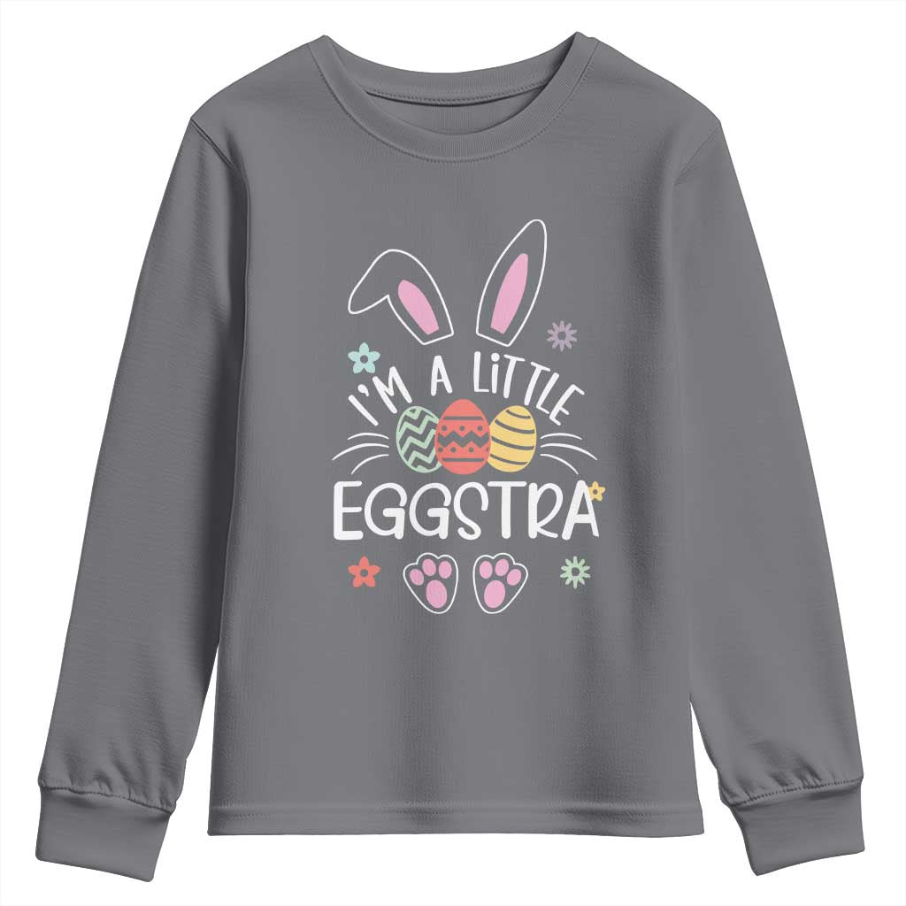 Funny Easter Youth Sweatshirt Im A Little Eggstra Bunny Cute Kids Toddler - Wonder Print Shop