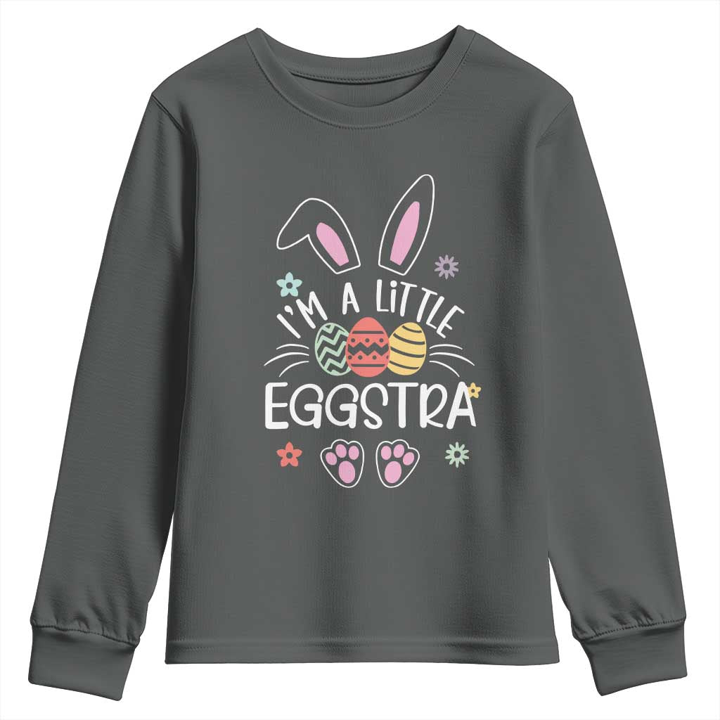 Funny Easter Youth Sweatshirt Im A Little Eggstra Bunny Cute Kids Toddler - Wonder Print Shop