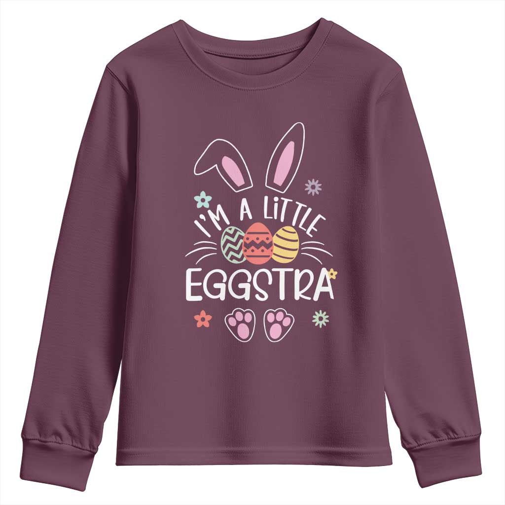 Funny Easter Youth Sweatshirt Im A Little Eggstra Bunny Cute Kids Toddler - Wonder Print Shop