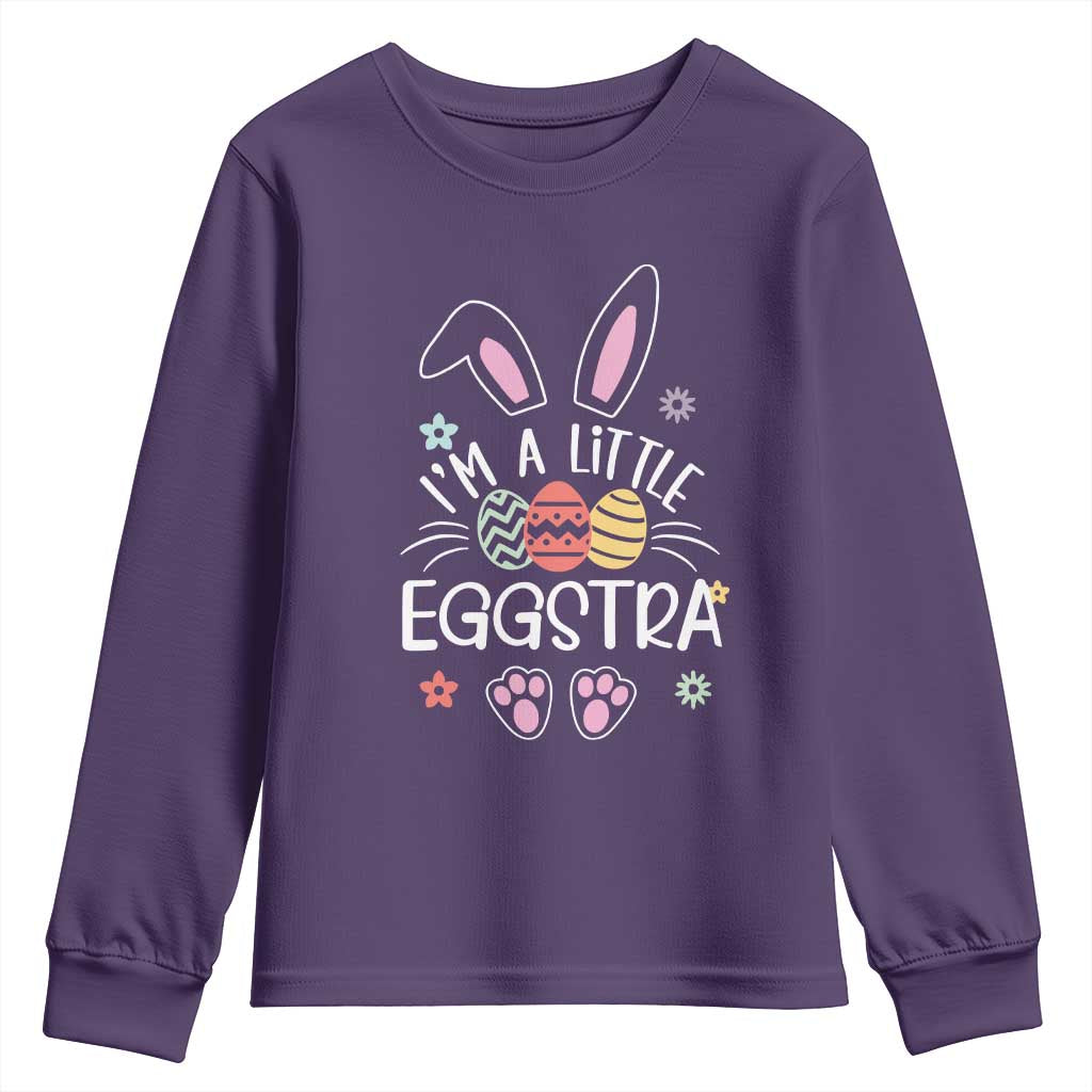 Funny Easter Youth Sweatshirt Im A Little Eggstra Bunny Cute Kids Toddler - Wonder Print Shop
