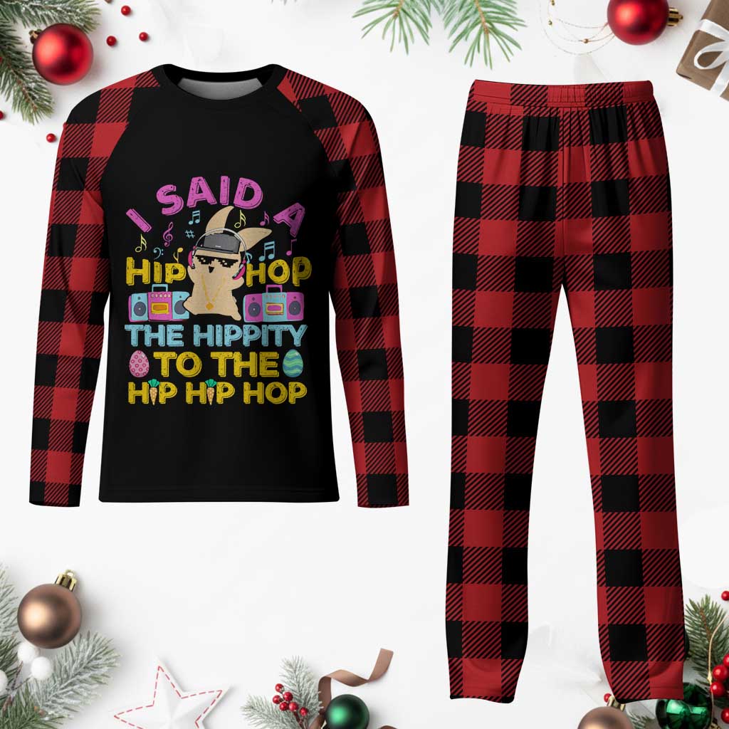 Funny Hip Hop Hippity Easter Bunny Plaid Pajama Set - Wonder Print Shop