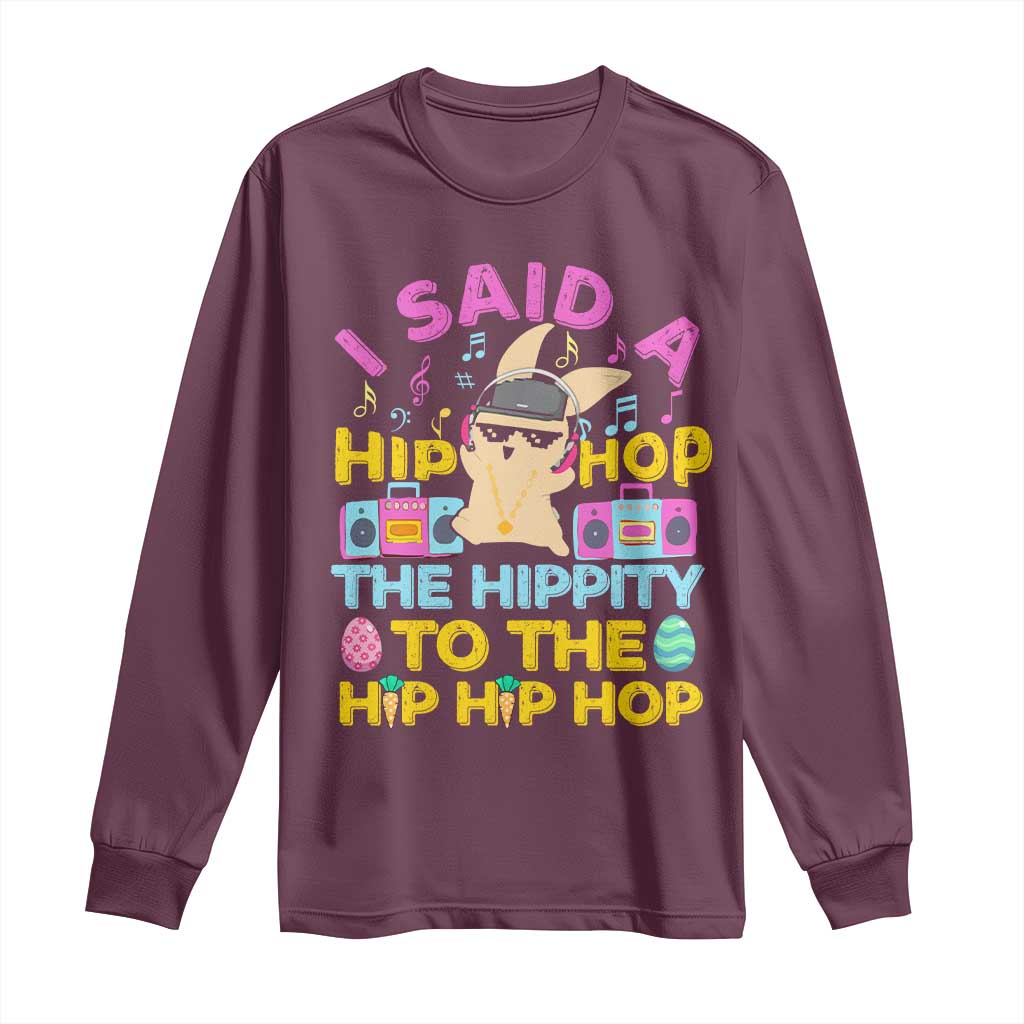 Funny Hip Hop Hippity Easter Bunny Long Sleeve Shirt - Wonder Print Shop