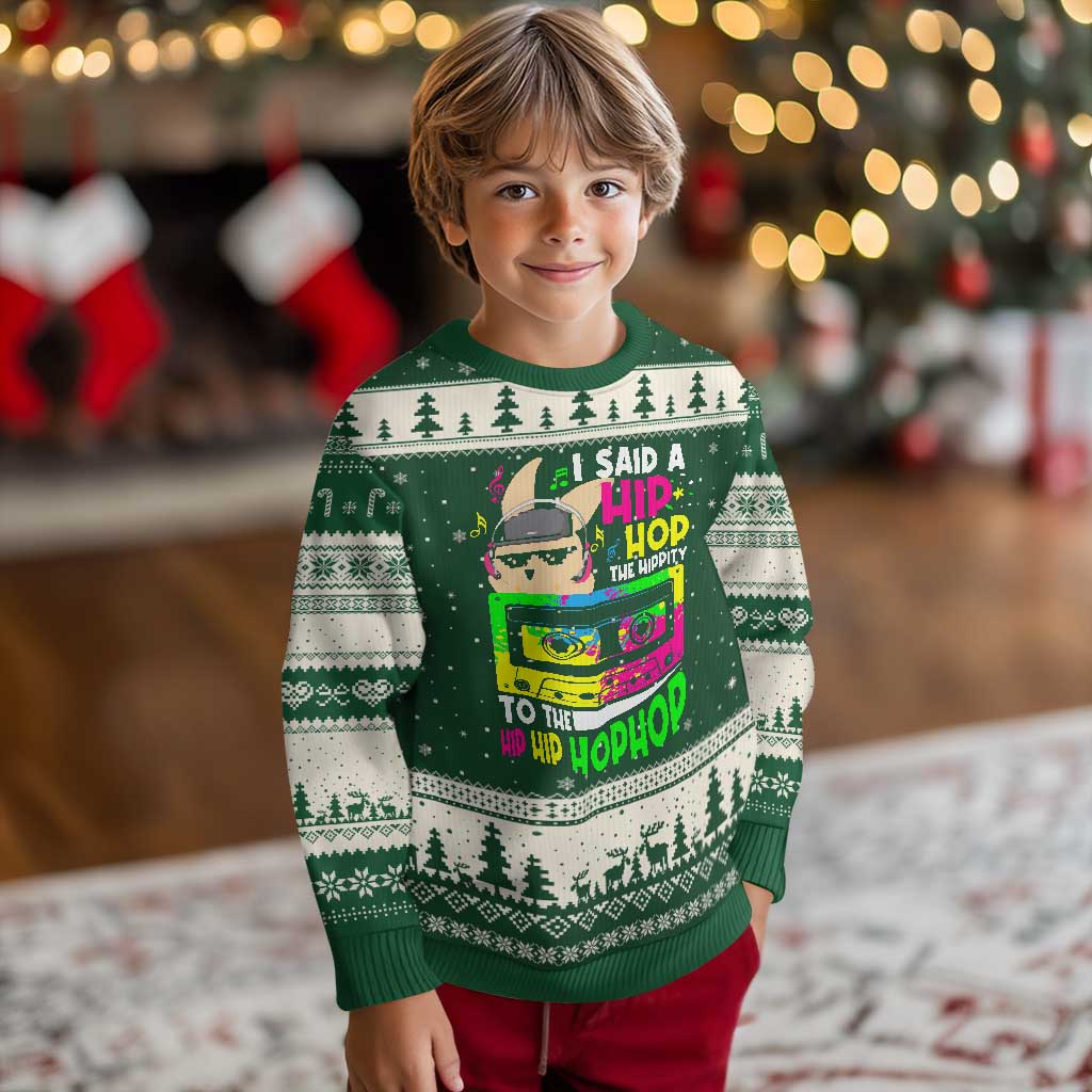 Hip Hop Easter Bunny Ugly Christmas Sweater Funny Hippity Cool Rabbit Lovers Toddler - Wonder Print Shop