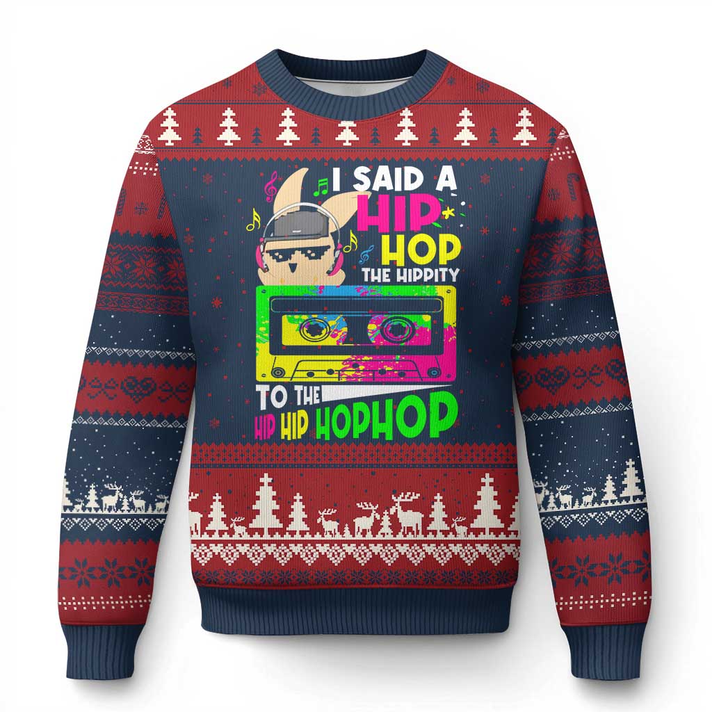 Hip Hop Easter Bunny Ugly Christmas Sweater Funny Hippity Cool Rabbit Lovers Toddler - Wonder Print Shop