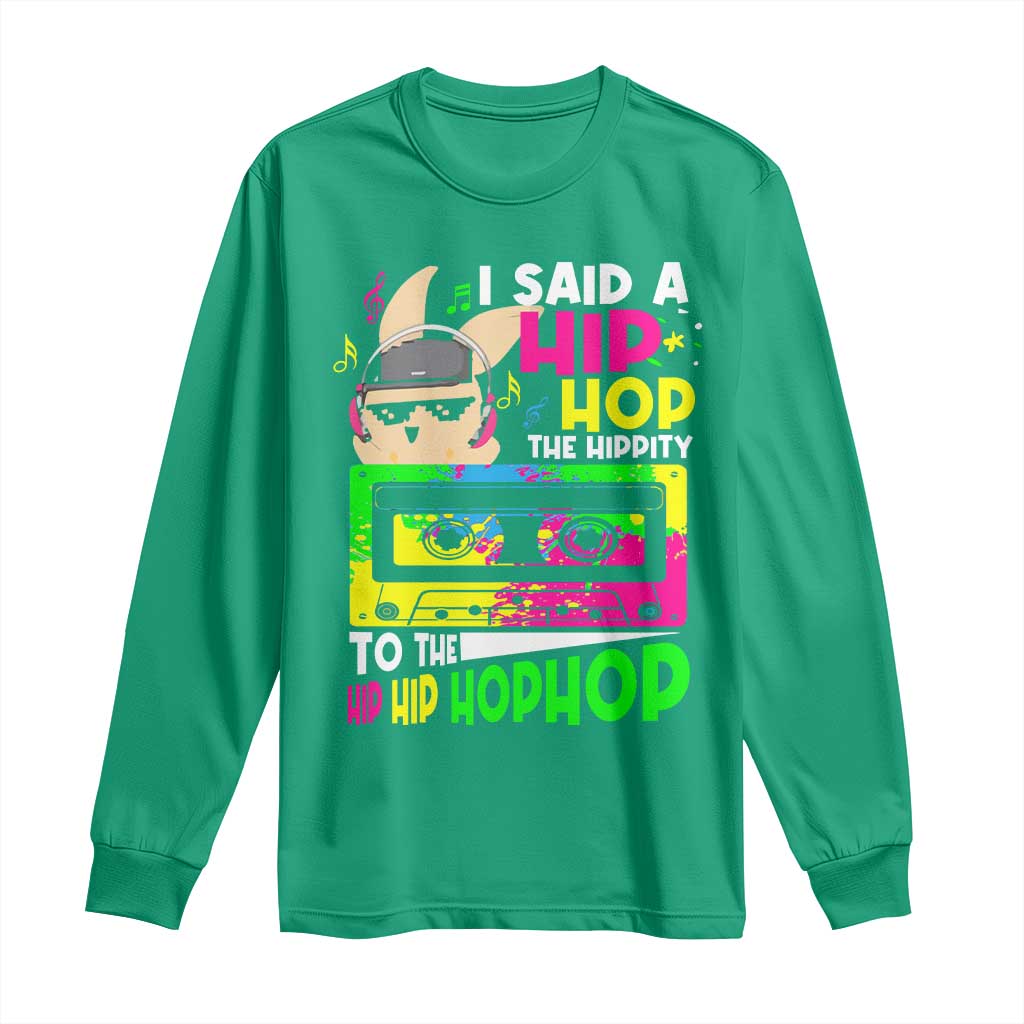 Hip Hop Easter Bunny Long Sleeve Shirt Funny Hippity Cool Rabbit Lovers Toddler - Wonder Print Shop