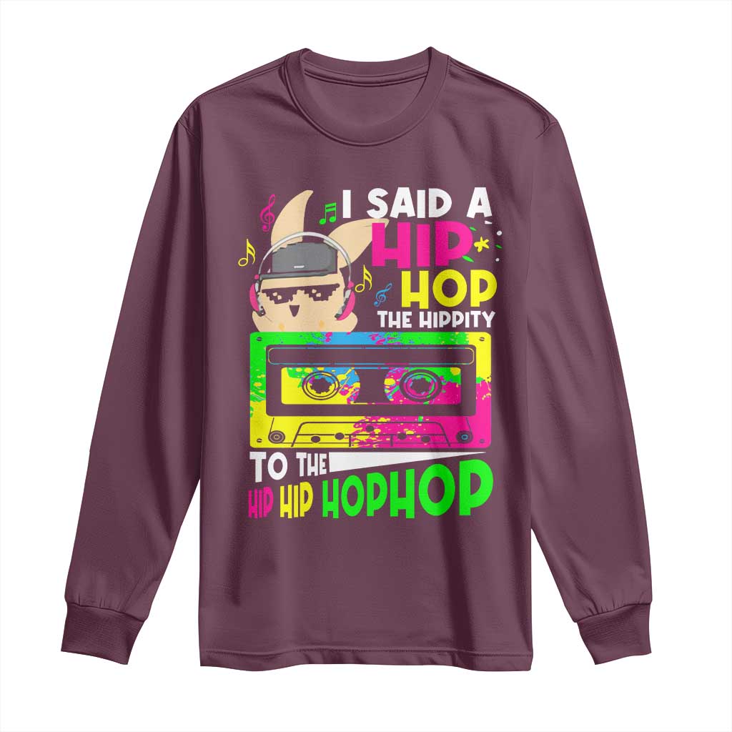 Hip Hop Easter Bunny Long Sleeve Shirt Funny Hippity Cool Rabbit Lovers Toddler - Wonder Print Shop